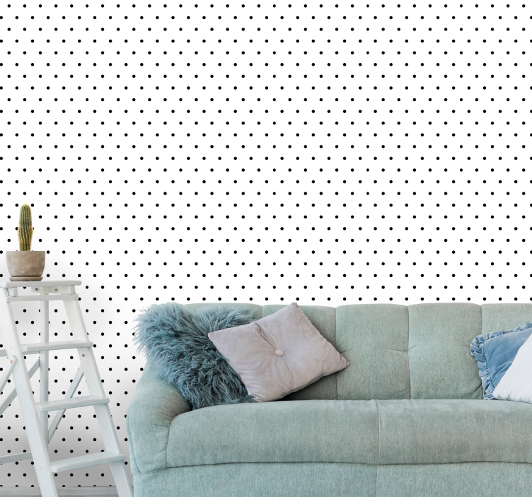 Simple black and white motif polka dot wallpaper - TenStickers