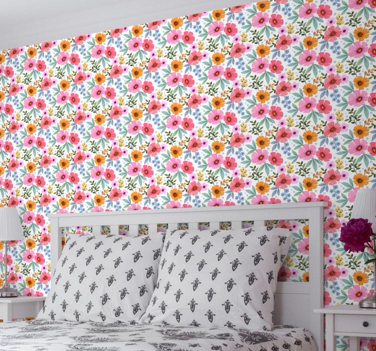 Small colorful pattern flower wallpaper - TenStickers