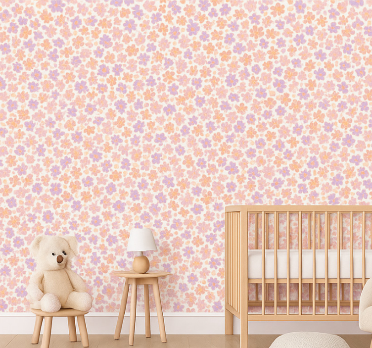 Small pastel flowers Kids wallpaper - TenStickers