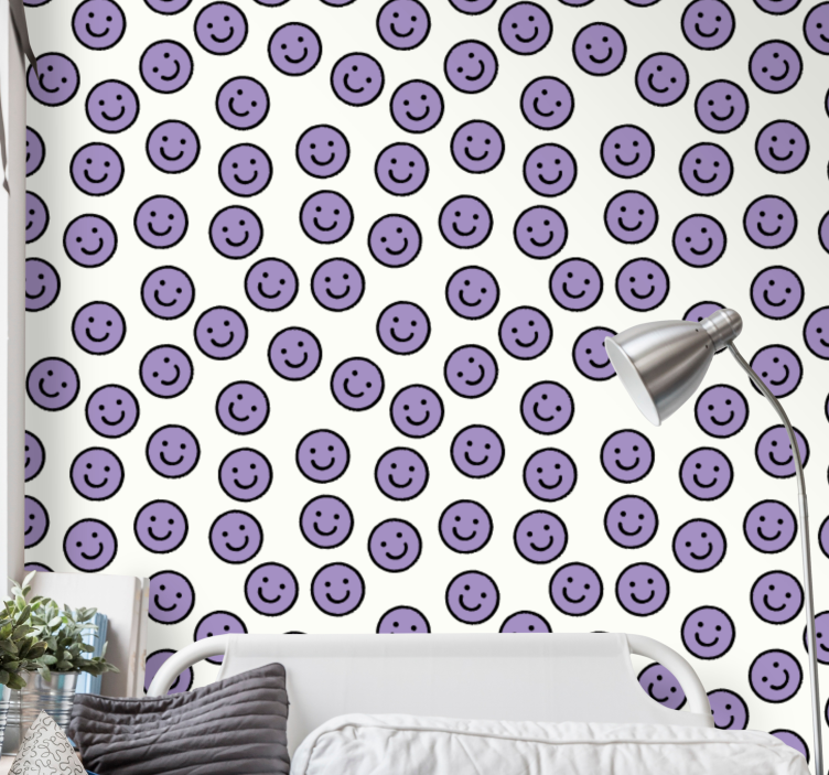 Smiley Pattern Design polka dot wallpaper - TenStickers