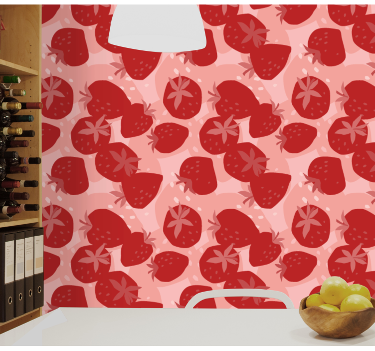 Strawberry Motif flower wallpaper - TenStickers