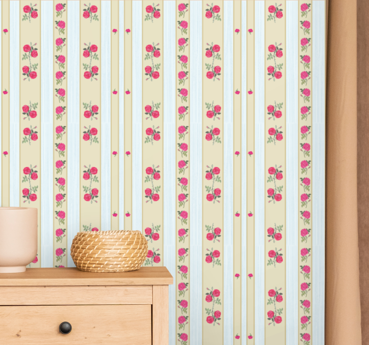 Striped wallpaper floral striped elegance - TenStickers