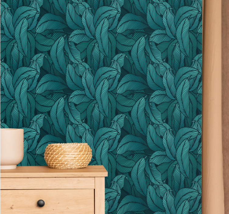 Stylised green arrangement leaf wallpaper - TenStickers