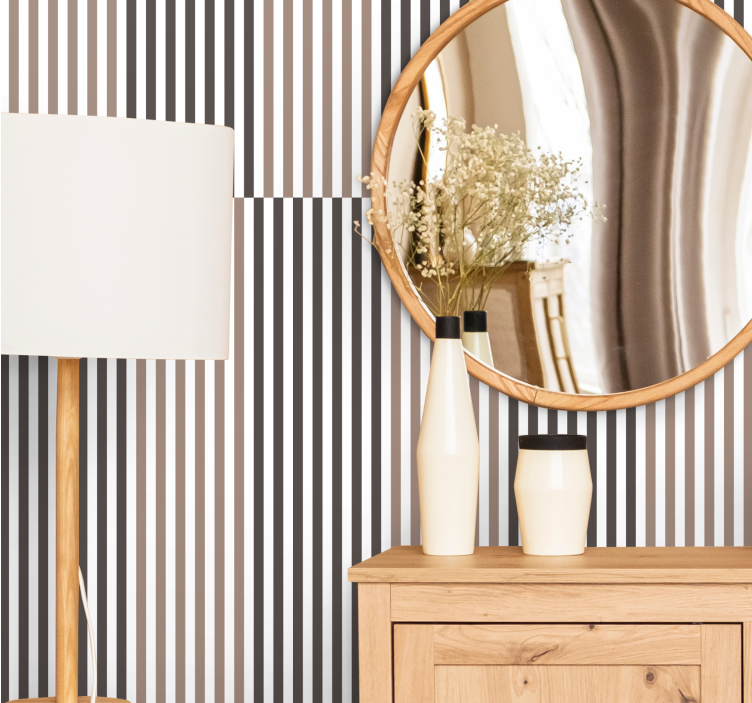 Stylish beige and brown design striped wallpaper - TenStickers
