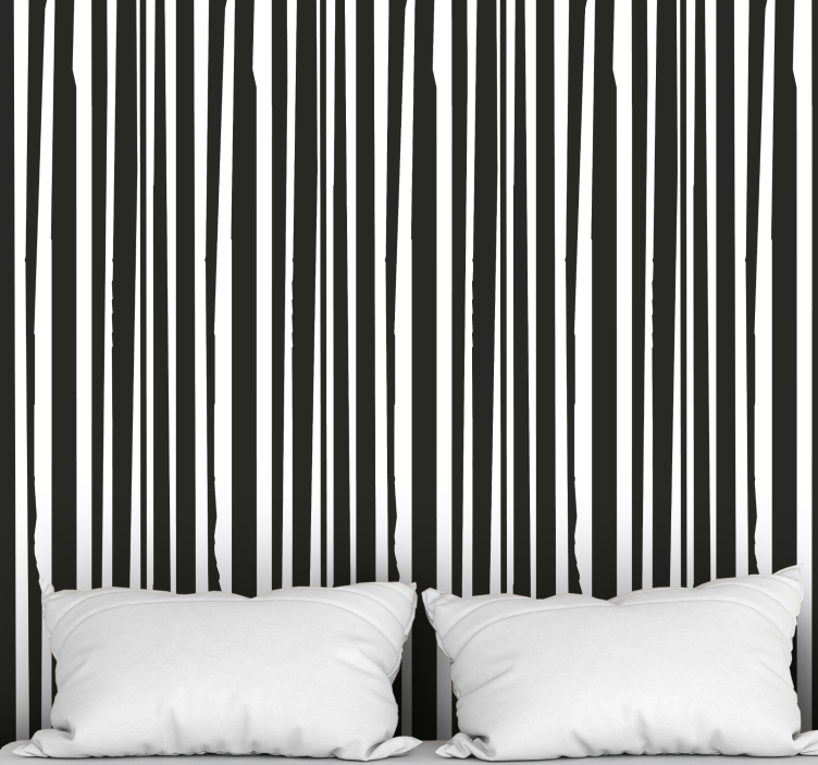 Stylish black and white striped wallpaper - TenStickers