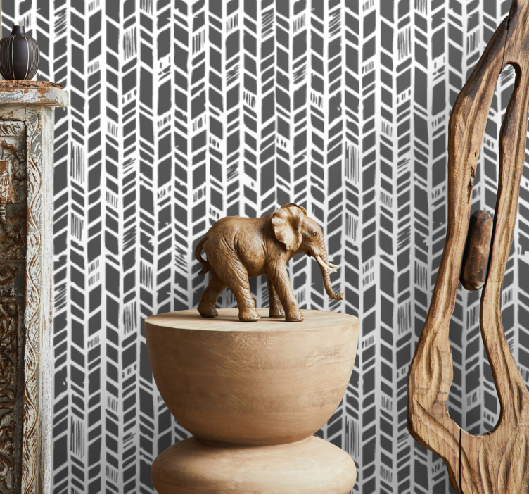 Stylised grey chevron entrance wallpaper - TenStickers