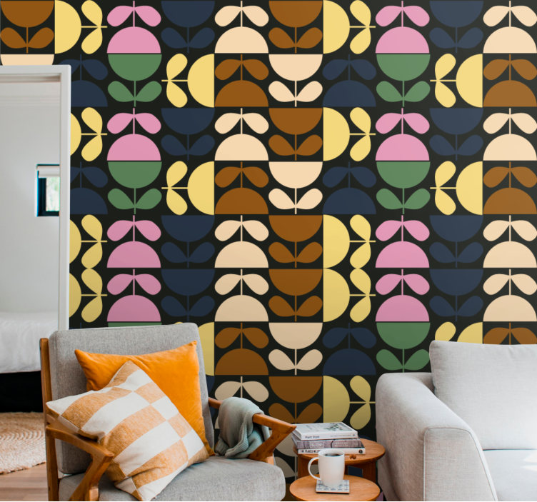 Stylized Leaf Patterns ornamental flower wallpaper - TenStickers