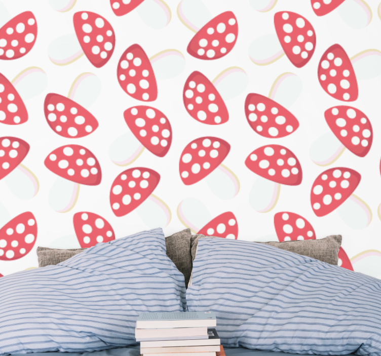 Stylized Strawberry Pattern ornamental flower wallpaper - TenStickers