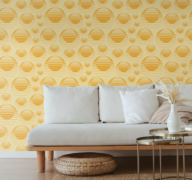 Sunlit yellow pattern vintage wallpaper - TenStickers
