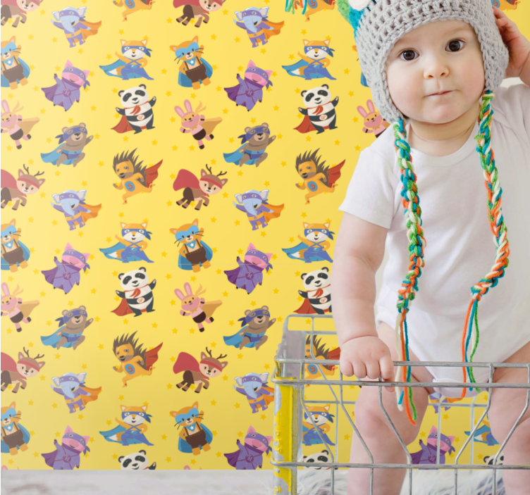 Superhero characters animal wallpaper - TenStickers