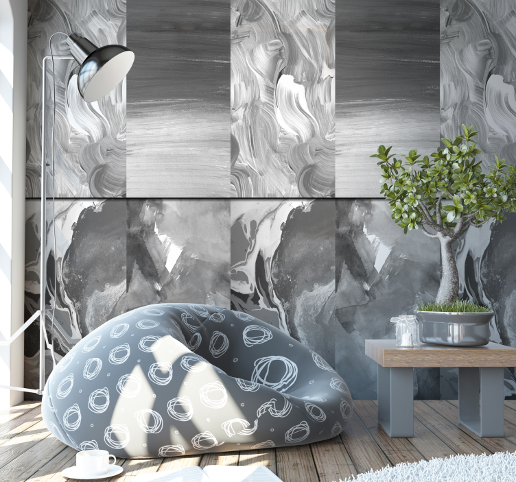 Swirling Monochrome abstract wallpaper - TenStickers