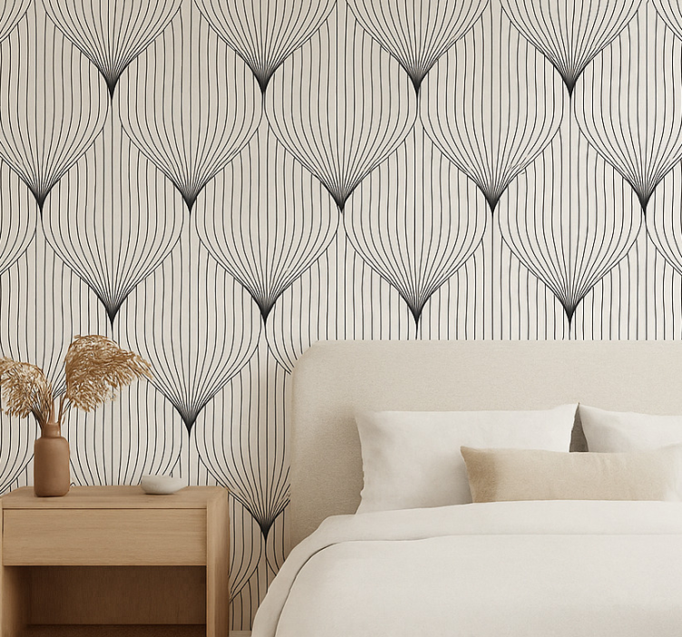 Symetric deco plume master bedroom wallpaper - TenStickers