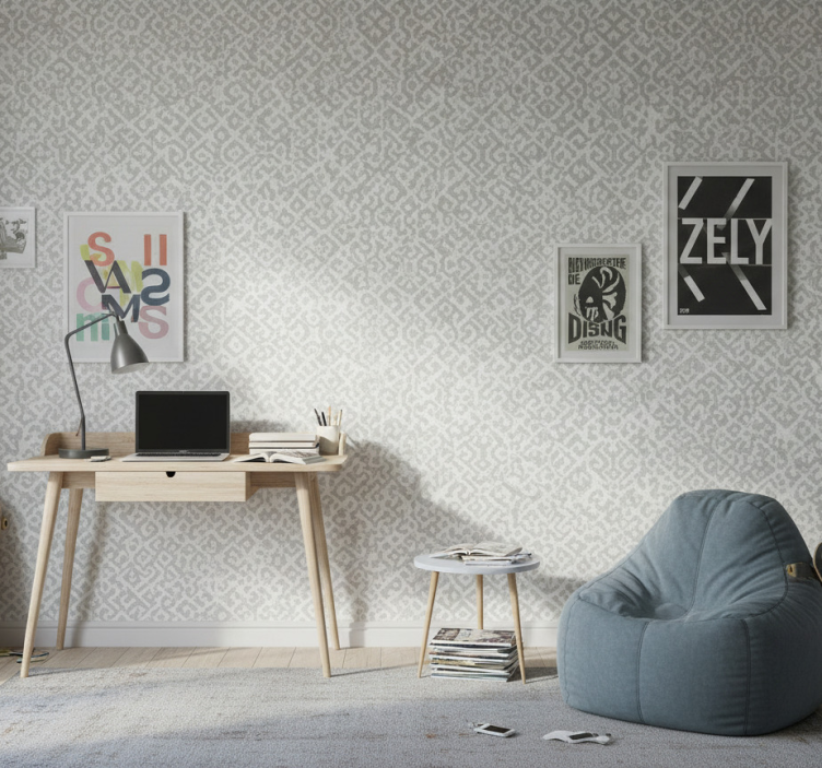 Teenage bedroom wallpaper geometric weave - TenStickers