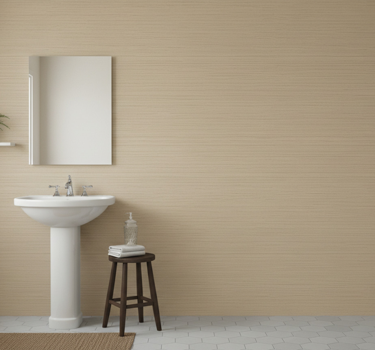 Textured neutral fabric bathroom wallpaper - TenStickers