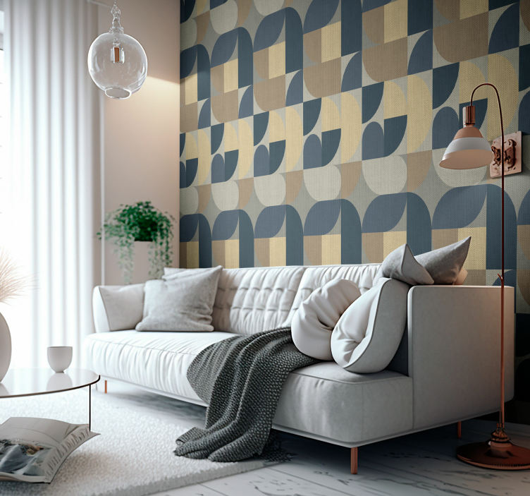 Textured shapes Living room wallpaper - TenStickers