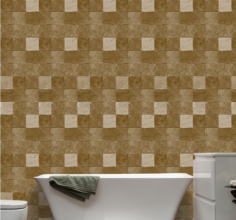 Textured square pattern bathroom wallpaper - TenStickers