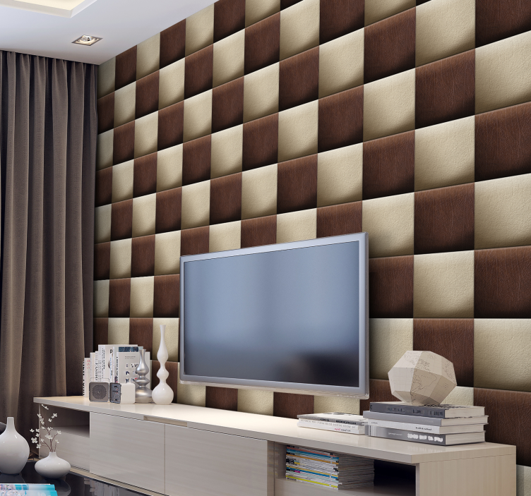 leather chess pattern square wallpaper - TenStickers