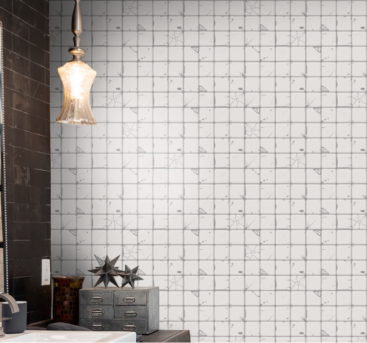 White textured pattern tile wallpaper - TenStickers