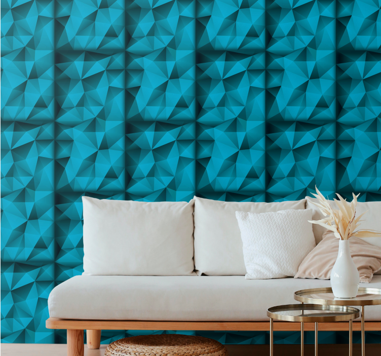 Textured blue pattern triangle wallpaper - TenStickers