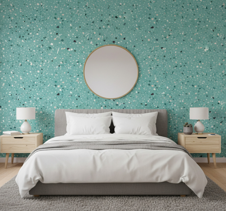 Textured wallpaper aquamarine terrazzo design - TenStickers