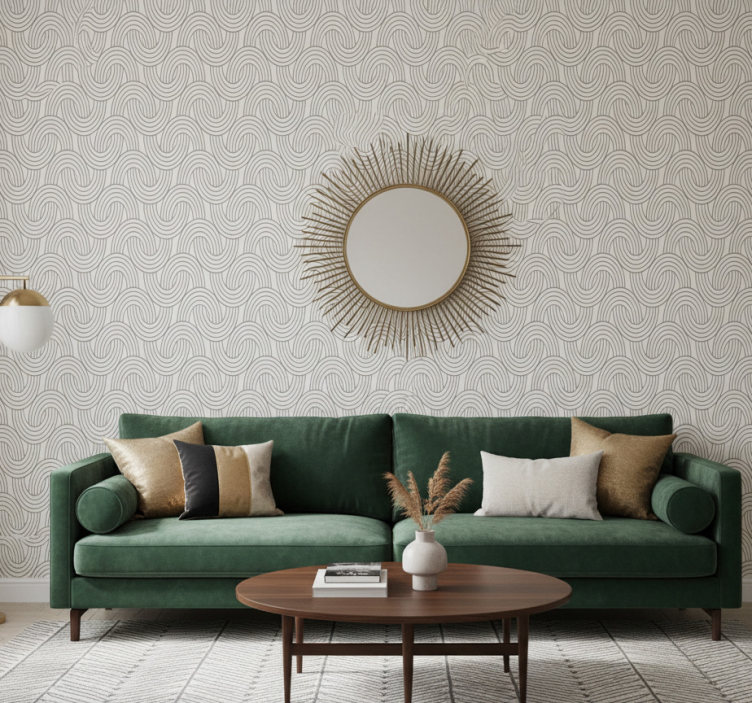 Living room wallpaper art deco illusion design - TenStickers