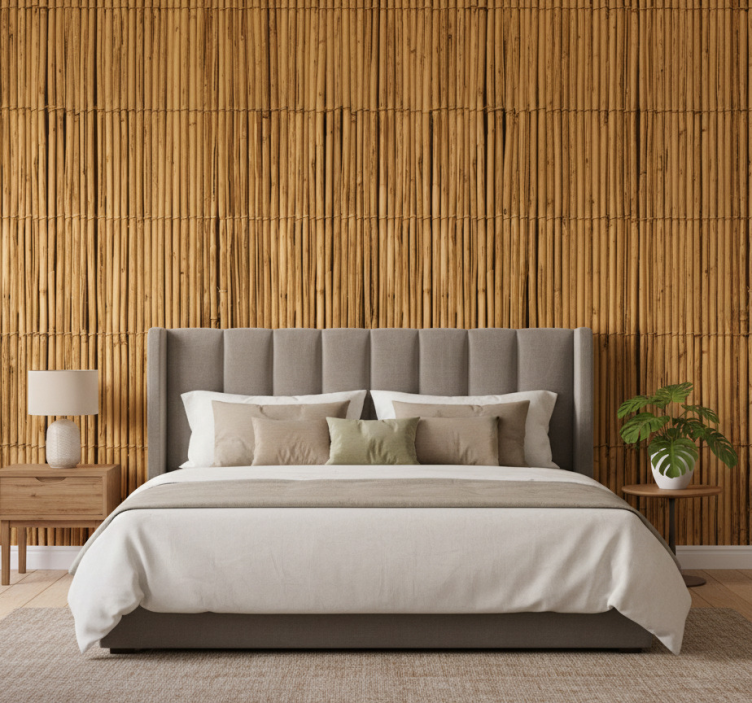 Textured wallpaper bamboo texture effect - TenStickers