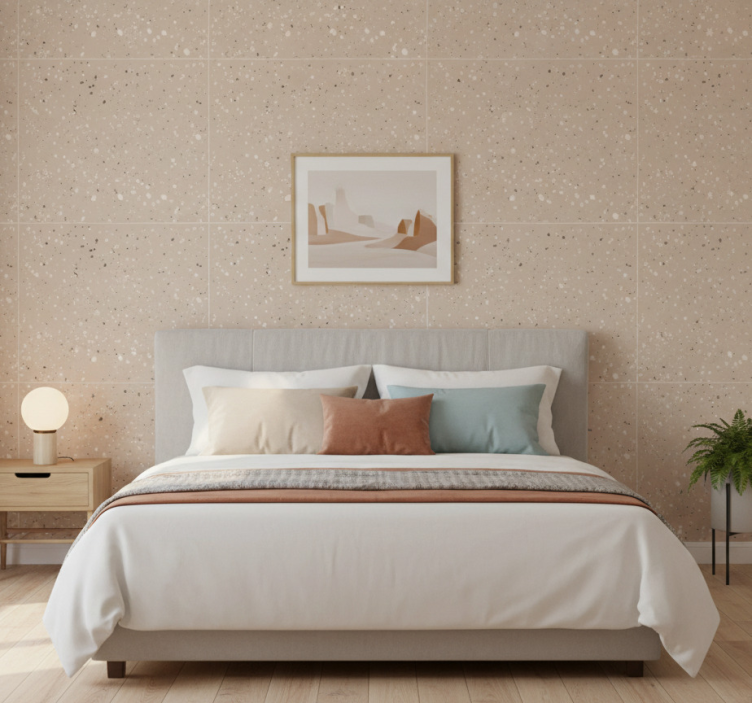 Textured wallpaper beige terrazzo design - TenStickers
