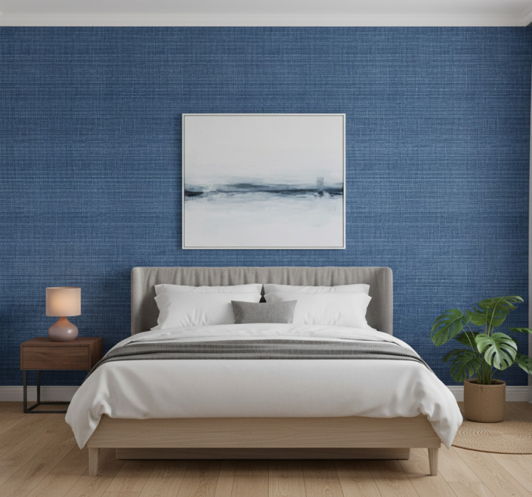 Textured wallpaper blue fabric look - TenStickers