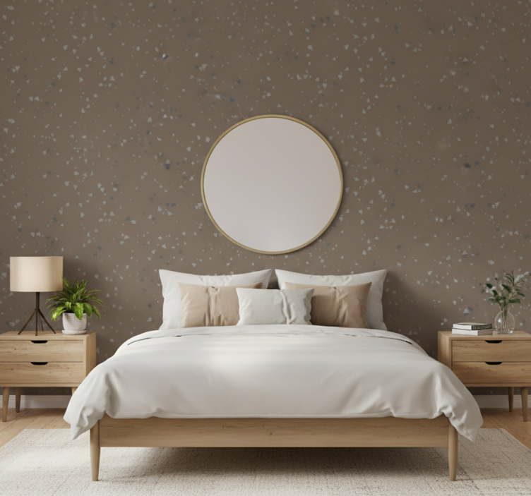 Textured wallpaper brown and grey terrazzo - TenStickers