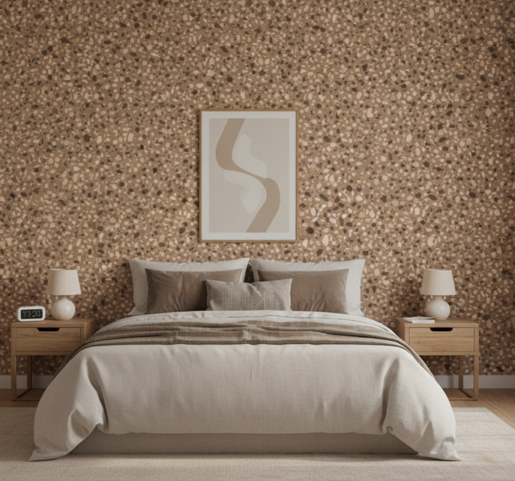 Textured wallpaper brown classic terrazzo - TenStickers