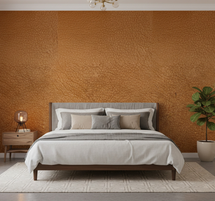 Textured wallpaper brown leather look - TenStickers