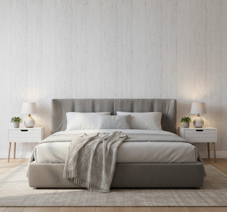 Textured wallpaper chic white wood - TenStickers