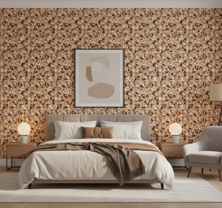 Textured wallpaper classic brown terrazzo design - TenStickers