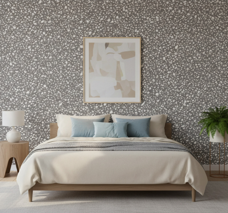 Textured wallpaper classic gray and white terrazzo - TenStickers
