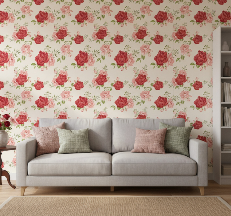 Flower wallpaper graceful roses design - TenStickers