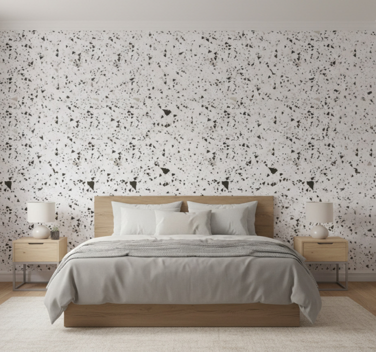 Textured wallpaper gray white and black terrazzo - TenStickers