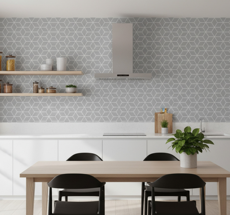 Textured wallpaper hexagonal grey pattern - TenStickers
