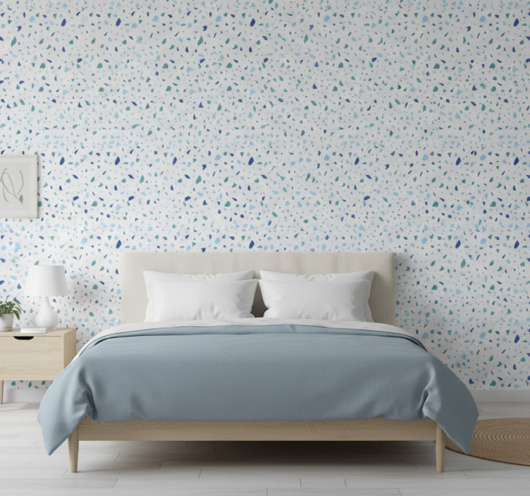 Textured wallpaper in blue tones terrazzo - TenStickers