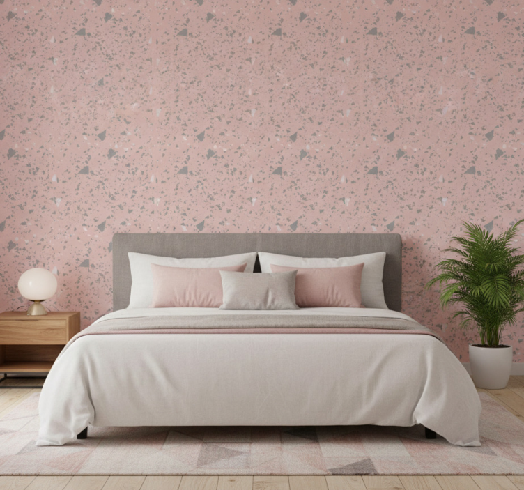 Textured wallpaper in pink and gray terrazzo - TenStickers