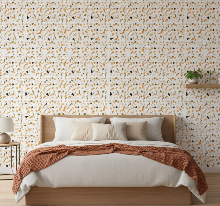 Textured wallpaper in warm colors terrazzo style - TenStickers