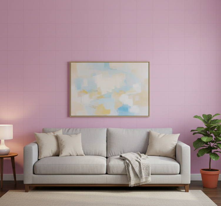 Living room wallpaper matte pink pattern - TenStickers