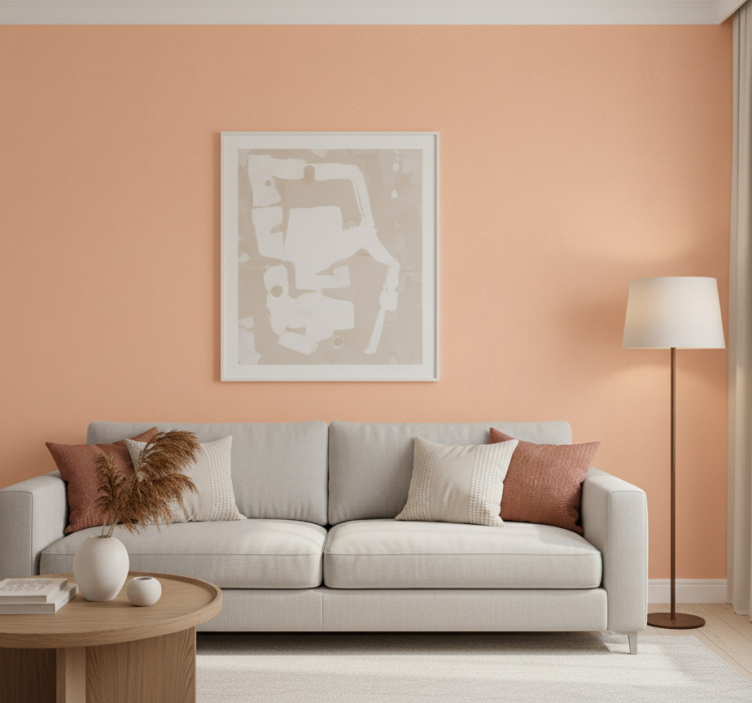 Living room wallpaper peach fuzz - TenStickers