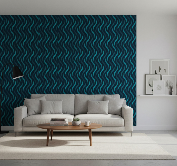 Living room wallpaper with wavy texture - TenStickers