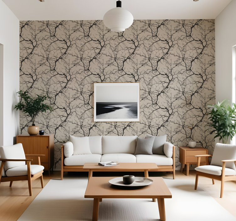 Thin black  branches modern wallpaper - TenStickers