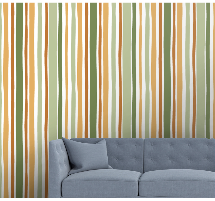 Thin green and yellow vertical wallpaper - TenStickers