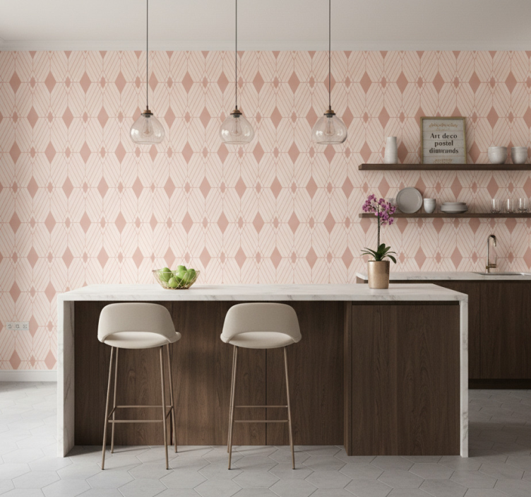 Tile wallpaper art deco pastel diamonds - TenStickers