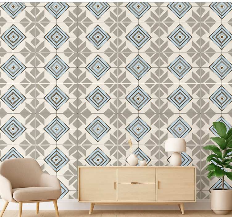 Tile wallpaper blue star tiles - TenStickers