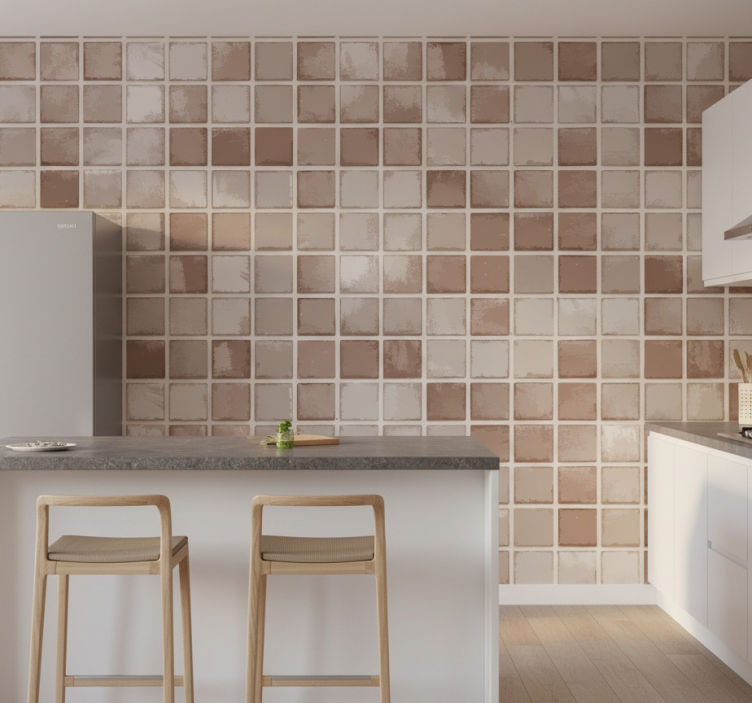 Tile wallpaper ceramic square pattern - TenStickers