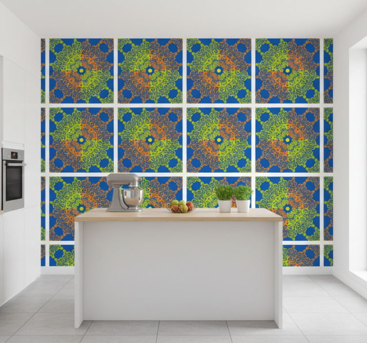 Tile wallpaper colorful mandala design - TenStickers