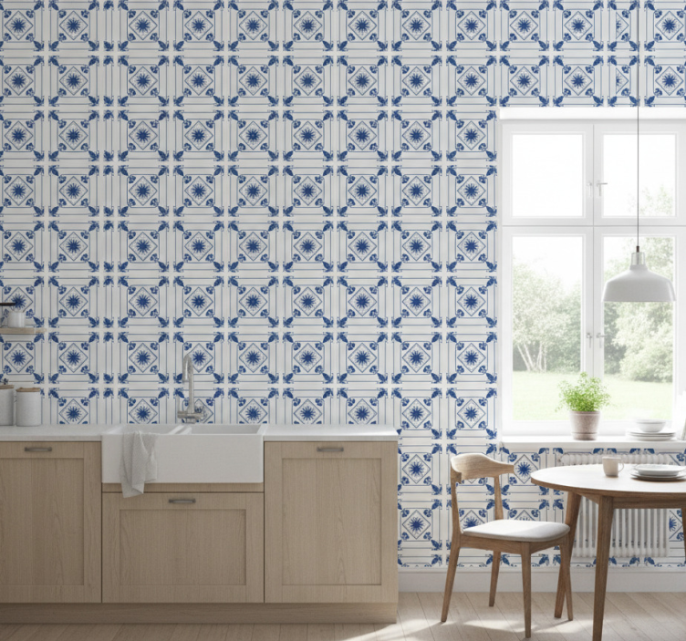 Tile wallpaper elaborate floral design - TenStickers